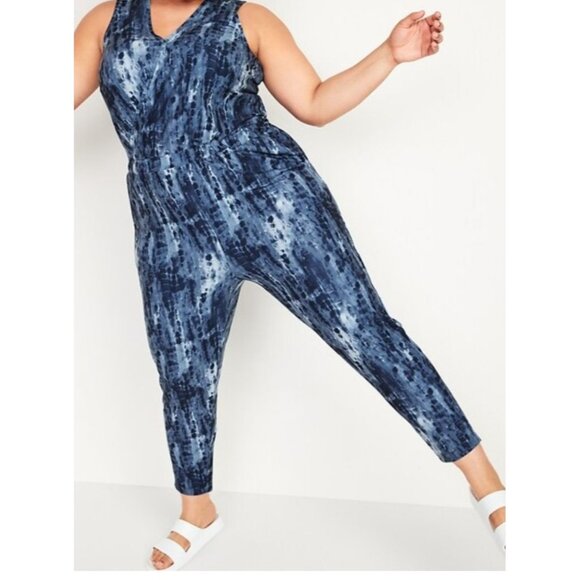 Old Navy Breath ON sz 1X Women cross front sleeveless jumpsuit romper blue - Picture 1 of 13